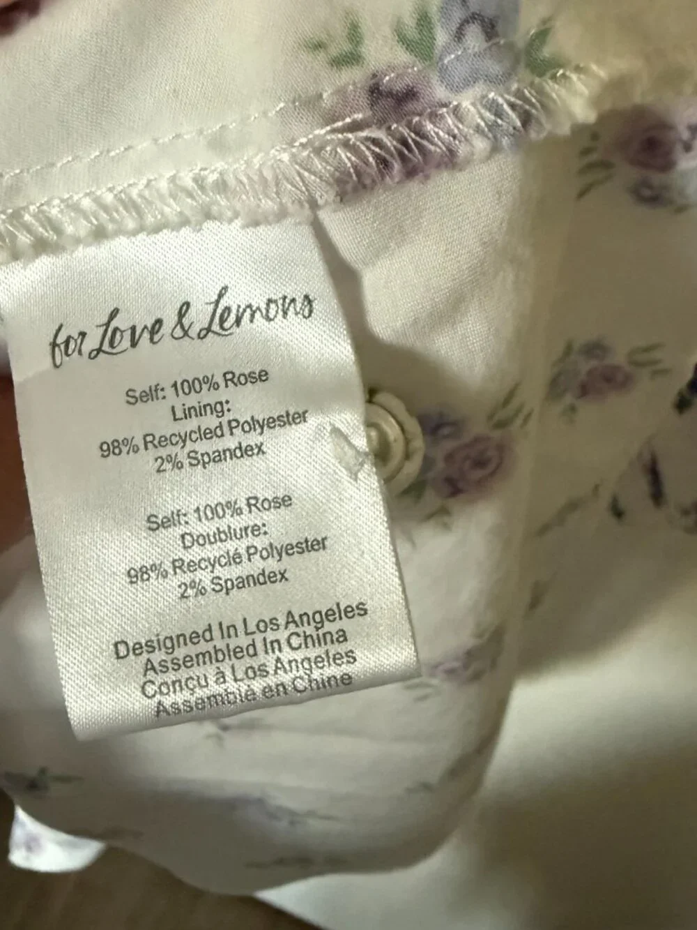 For Love & Lemons Viola White Floral Puff Sleeve Mini Dress XS